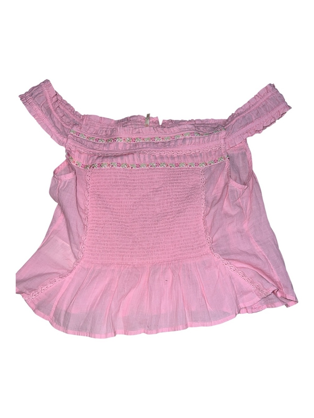 NWT Free People Sweet as Pie Off-Shoulder Pink Button-Front Women's Top M - Picture 6 of 6
